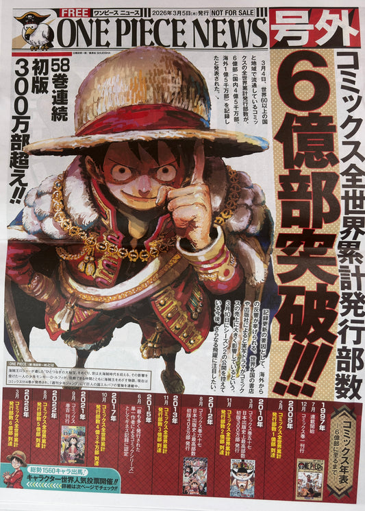One Piece News “600 Million Copies” Limited Edition Promo Newspaper | Japanese Exclusive